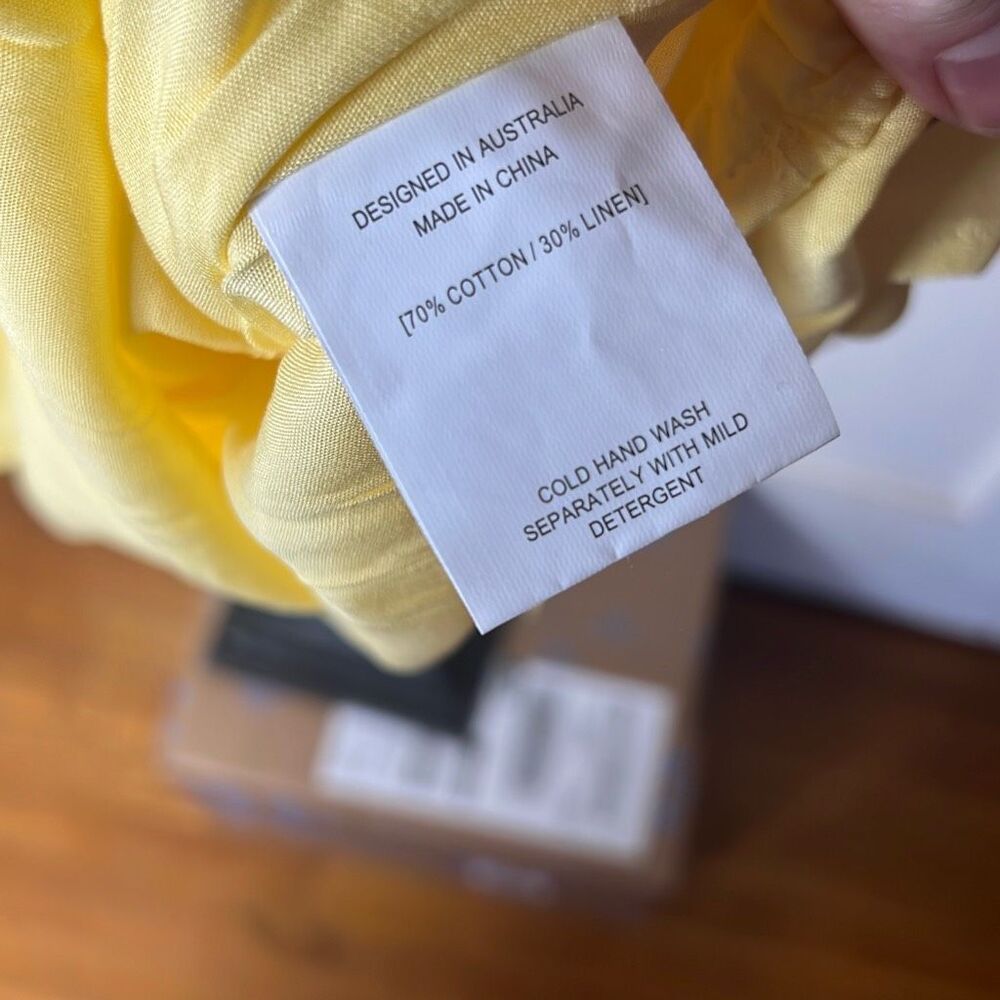Petal & Pup CHRISSY LINEN MINI DRESS - BUTTER Yellow Nwot Size Large - Picture 4 of 5
